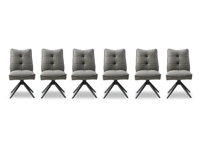Germain Set of 6 Swivel Dining Chairs - Charcoal