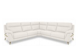 World of Leather - Eclipse Large Leather Power Recliner Corner Sofa with Power Headrests - Star White