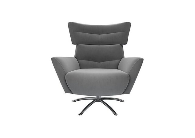 The Lounge Co. - Hermione Jacob Fabric Armchair - Koala Cub with Chrome Feet