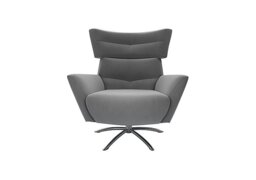 The Lounge Co. - Hermione Jacob Fabric Armchair - Koala Cub with Chrome Feet