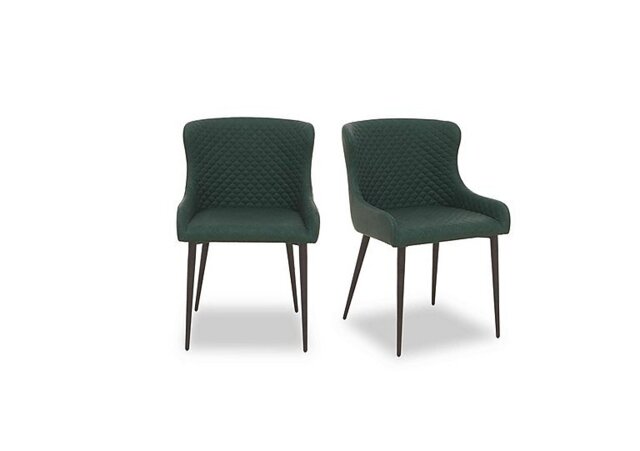 Hanoi Pair of Faux Leather Dining Chairs - Bottle Green