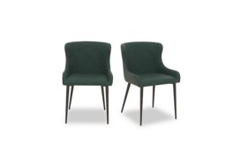 Hanoi Pair of Faux Leather Dining Chairs - Bottle Green