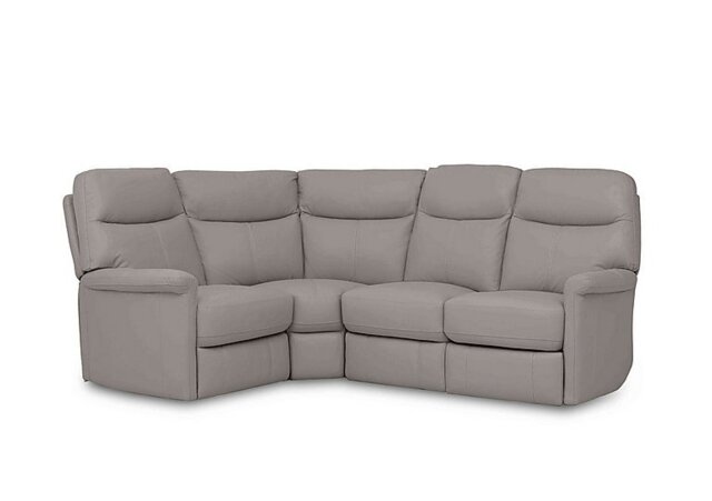 World of Leather - Compact Collection Lille BV Leather Left Hand Facing Corner Sofa - Silver Grey