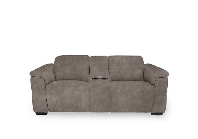 Inca Fabric 2 Seater Power Recliner Sofa with Pop Up Light Console and Power Headrests - Marble Charcoal Grey