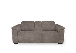 Inca Fabric 2 Seater Power Recliner Sofa with Pop Up Light Console and Power Headrests - Marble Charcoal Grey
