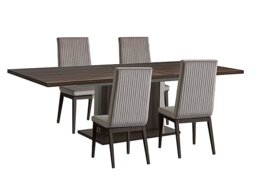 Venezia 200 cm Extending Dining Table and 4 Fluted Fabric Chairs Set - Walnut