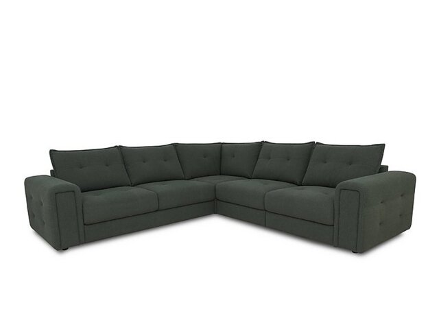 Goliath Large Fabric Corner Sofa with Storage Drawers - Moss Green