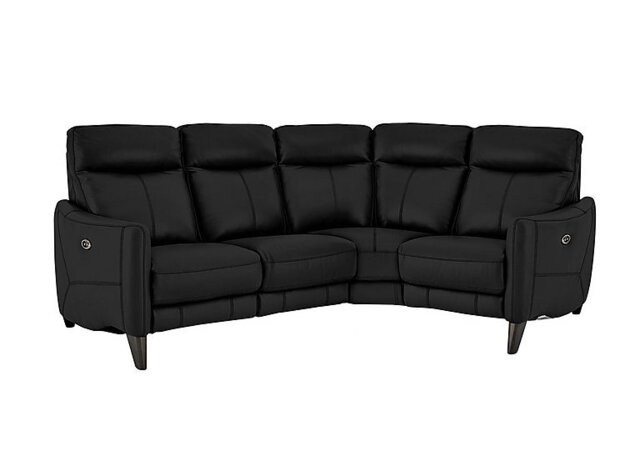 World of Leather - Compact Collection Petit NC Leather Right Hand Facing Corner Sofa - Black