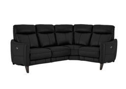World of Leather - Compact Collection Petit NC Leather Right Hand Facing Corner Sofa - Black