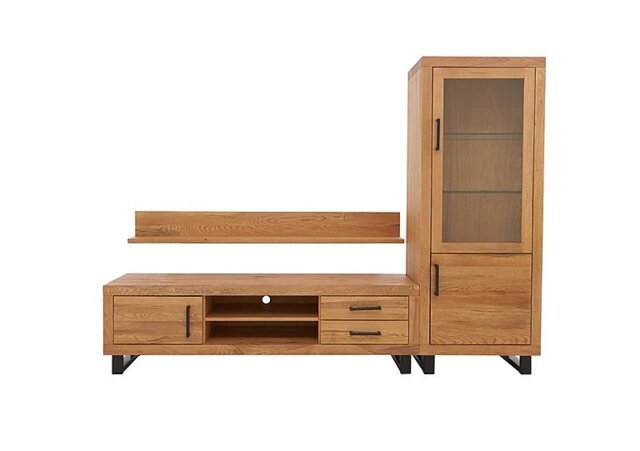 Bodahl - Terra Large Media Set with TV Unit, Small Right Hand Facing Display Cabinet and 180cm Wall Shelf - Oil - Living Room Furniture - In Time for Christmas