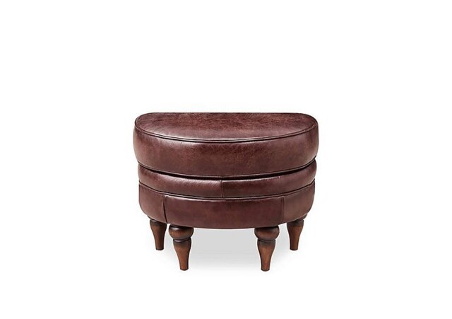 At The Helm - Harriet Leather Half Moon Footstool - Rose with Walnut Feet