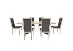 Palazzo 160cm Extending Dining Table in Sand Birch with 6 Rombi Chairs - Aquos Dark Grey