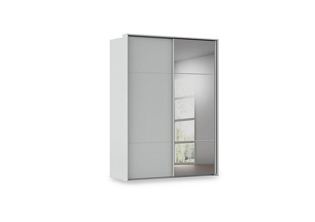 Rauch - Haven 170cm 2 Door Slider Wardrobe with 1 Décor Door and 1 Mirror Door - Silk Grey/Silk Grey Front