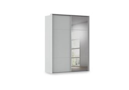 Rauch - Haven 170cm 2 Door Slider Wardrobe with 1 Décor Door and 1 Mirror Door - Silk Grey/Silk Grey Front