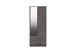 London Bedroomsfriars 2 Door 2 Drawer Wardrobe with Mirror - Dark Grey Oak