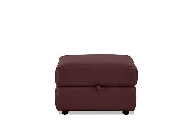 World of Leather - Leather Storage Footstool - BV Deep Red