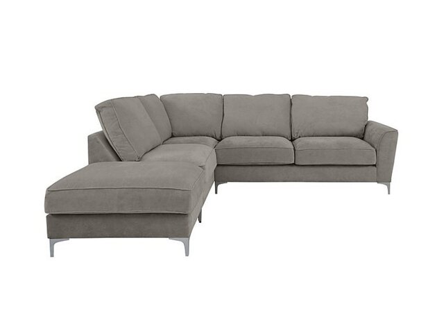 Legend Classic Back Fabric Left Hand Facing Corner Sofa with Chrome Feet - Kingston Grey