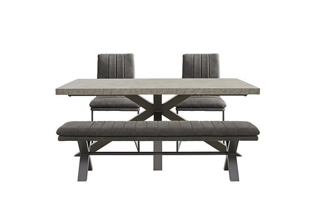 Moon Star Base Dining Table, Fabric Bench and 2 Fabric Cantilever Chairs