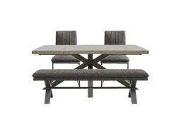 Moon Star Base Dining Table, Fabric Bench and 2 Fabric Cantilever Chairs