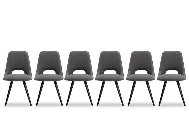 Matera Set of 6 Fabric Dining Chairs with Black Legs