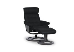 Odense Medium Leather Swivel Chair and Footstool