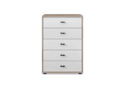 Wiemann - Dallas 60cm 5 Drawer Glass Chest - Holm Oak and White