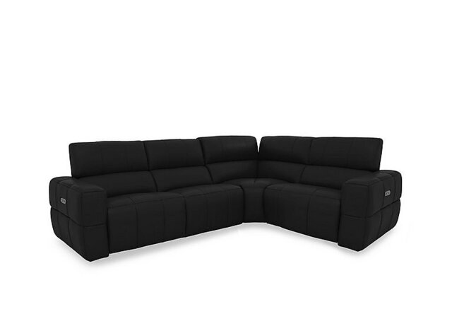 Cube Leather Power Recliner Right Hand Facing Corner Sofa with Power Headrests