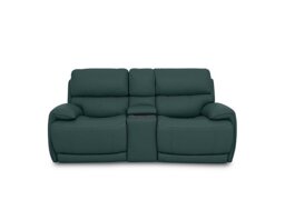 World of Leather - Link NC Leather 2 Seater Power Recliner Sofa with Power Headrests and Cupholders - NC Lake Green