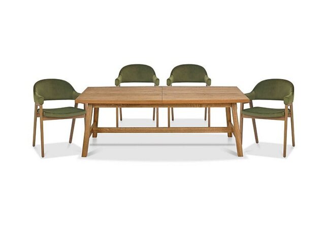 Stratford Large Extending Dining Table with 4 Fabric Dining Arm Chairs