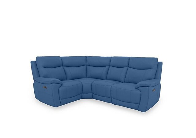 Sloane Leather Small Power Recliner Left Hand Facing Corner Sofa with Power Headrests - Aegean