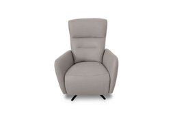 World of Leather - Designer Chair Collection Le Mans Leather Dual Power Recliner Swivel Chair - Silver Grey