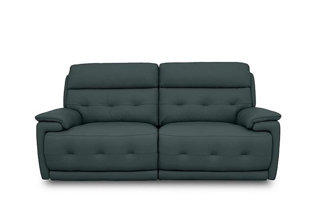 World of Leather - Brescia BV Leather 3 Seater Sofa with Power Recliner - BV Lake Green