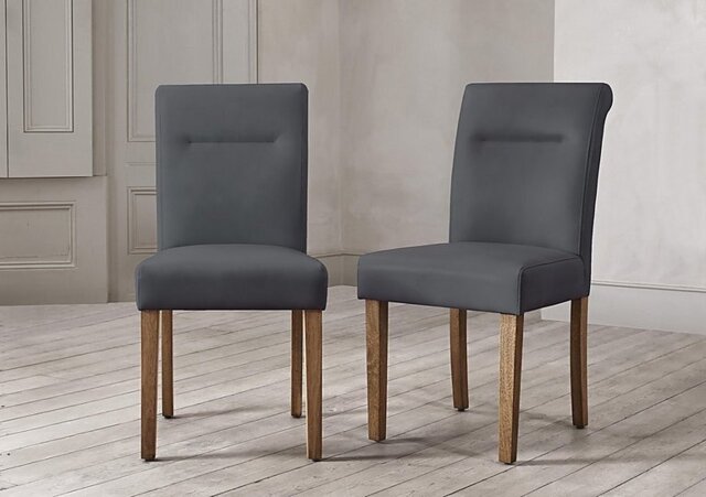Lewis Set of 4 Roll Back Faux Leather Dining Chairs - Dark Grey