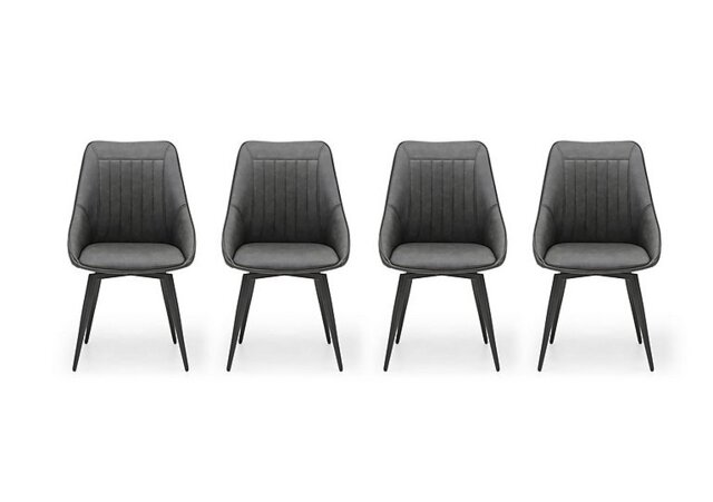 Crete Set of 4 Faux Leather Swivel Dining Chairs