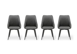 Crete Set of 4 Faux Leather Swivel Dining Chairs