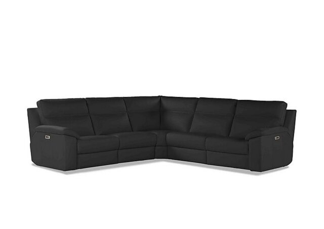 Nicoletti - Pepino Large Leather Right Hand Facing Corner Sofa with Power Recliner - Torello Nero