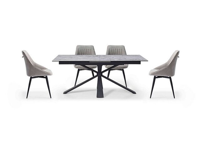 Crete Large Extending Dining Table and 4 Swivel Chairs - Taupe