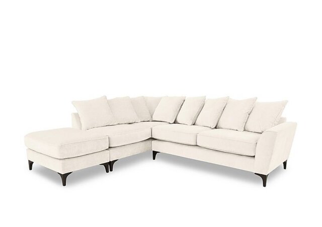 Primrose Scatter Back Left Hand Facing Corner Sofa with Footstool - Coconut