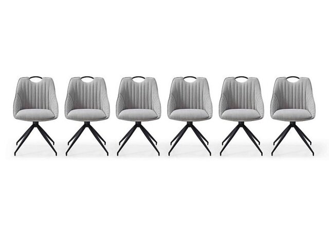 Jai Set of 6 Swivel Dining Chairs - Silver