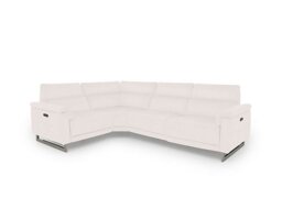 Moet Leather Power Recliner Left Hand Facing Corner Sofa with Telescopic Headrests - Cotton