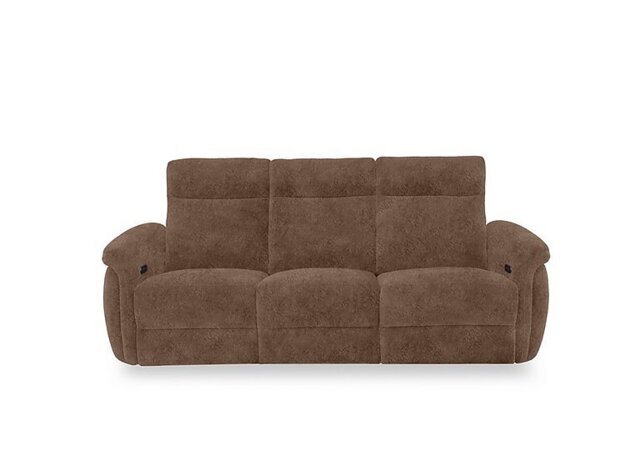 Dublin Fabric 3 Seater Power Recliner Sofa with Power Headrests - Classic Brown