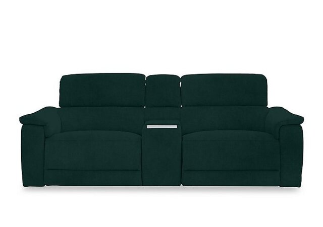 Genius Fabric 3 Seater Power Recliner Media Sofa with Power Headrests, Power Lumbar and Heated Seats - Bottle Green