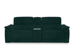 Genius Fabric 3 Seater Power Recliner Media Sofa with Power Headrests, Power Lumbar and Heated Seats - Bottle Green