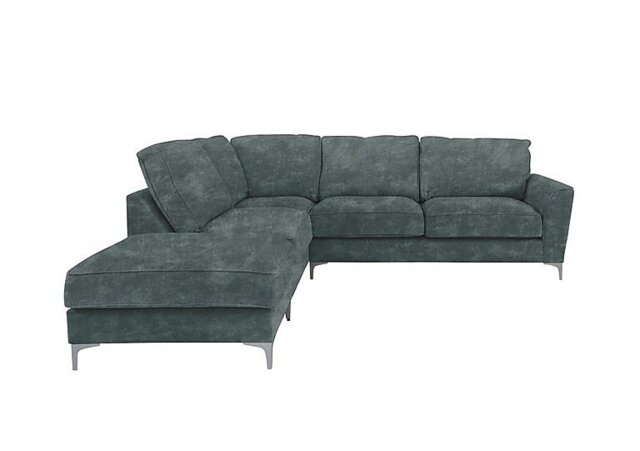 Legend Classic Back Fabric Left Hand Facing Corner Sofa with Dark Feet - Sublime Aqua