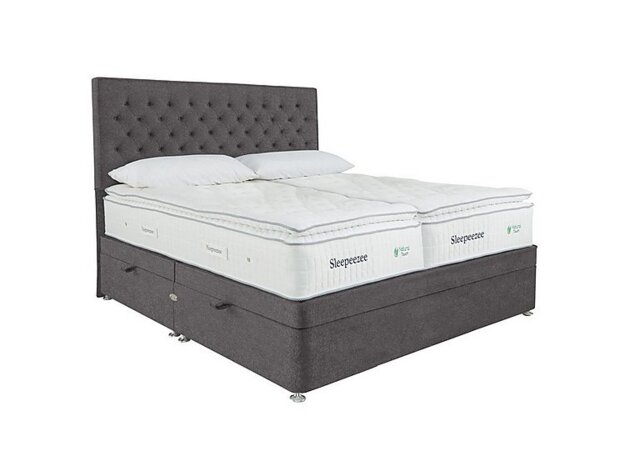 Sleepeezee - Natural Touch 3000 Pillowtop Zip and Link Side Ottoman Divan Set - Weave Americano