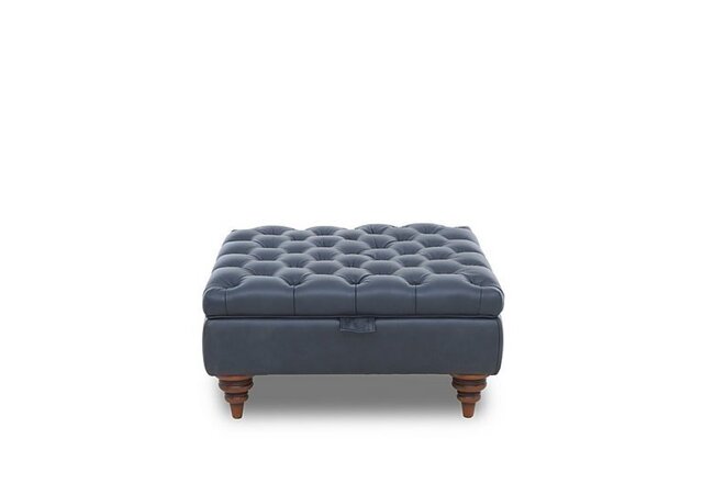 Columbus Leather Large Storage Footstool with Wooden Feet
