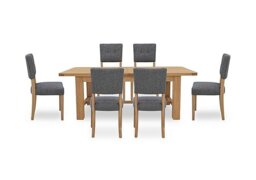 Furnitureland - Augusta Large Rectangular Extending Dining Table and 6 Open Back Upholstered Chairs - Anthracite