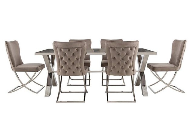 Vanquish Large Dining Table and 6 Chairs - Taupe