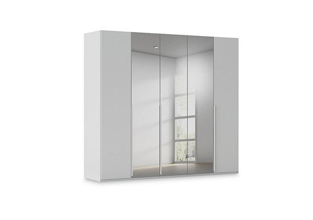 Rauch - Haven 251cm 5 Door Hinged Wardrobe with 2 Décor Doors and 3 Mirror Doors - Silk Grey/Silk Grey Front