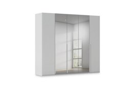 Rauch - Haven 251cm 5 Door Hinged Wardrobe with 2 Décor Doors and 3 Mirror Doors - Silk Grey/Silk Grey Front